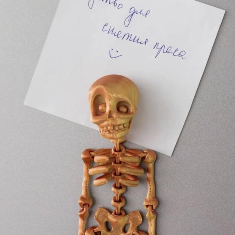 Poseable Skeleton Fridge Magnet 3D Printed Articulated Skeleton Decor Halloween Horror Luminous Skull Magnet Fridge Sticker