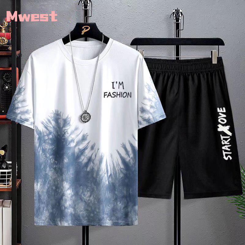 

Мужской спортивный костюм Ice Silk Casual Summer 2022 — рубашка с короткими рукавами и подходящие шорты Корейская мода XL for 110-125 jin