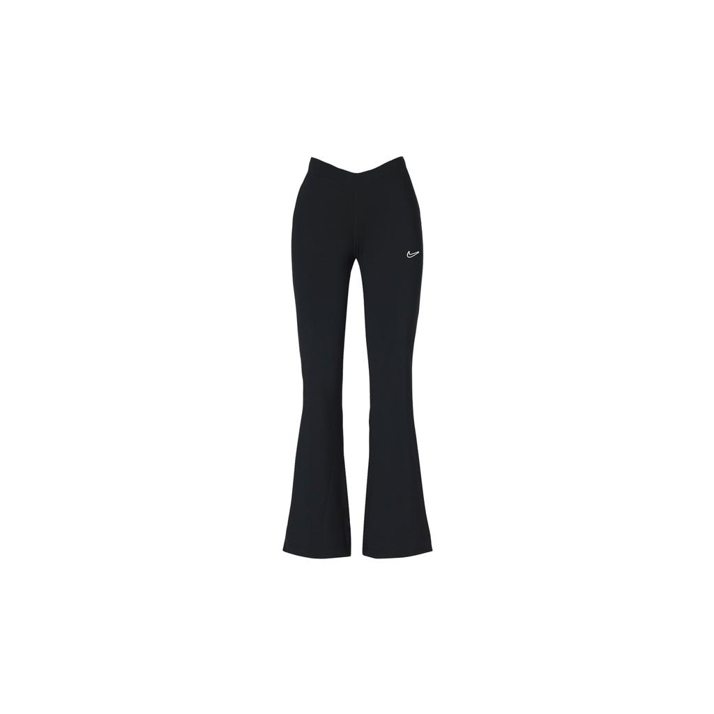 Nike Solid Color Logo Embroidered Flared Pants Slim Fit Casual Pants Women Bottoms Black DQ6617-010