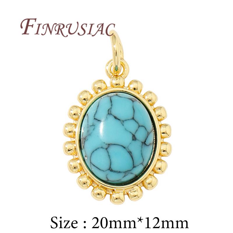 18K Real Gold Plated Brass with Stone Charms Pendants For Necklace Charms For Jewelry Making Supplies DIY Earring Accessories