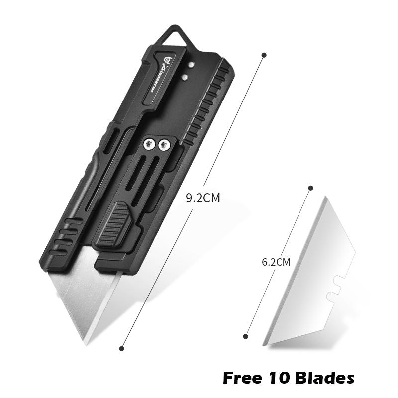 Titanium Alloy Utility Knife EDC Outdoor Tool Push-pull Knife Free 10 Replaceable SK5 Blade Express Box Knife with Back Clip