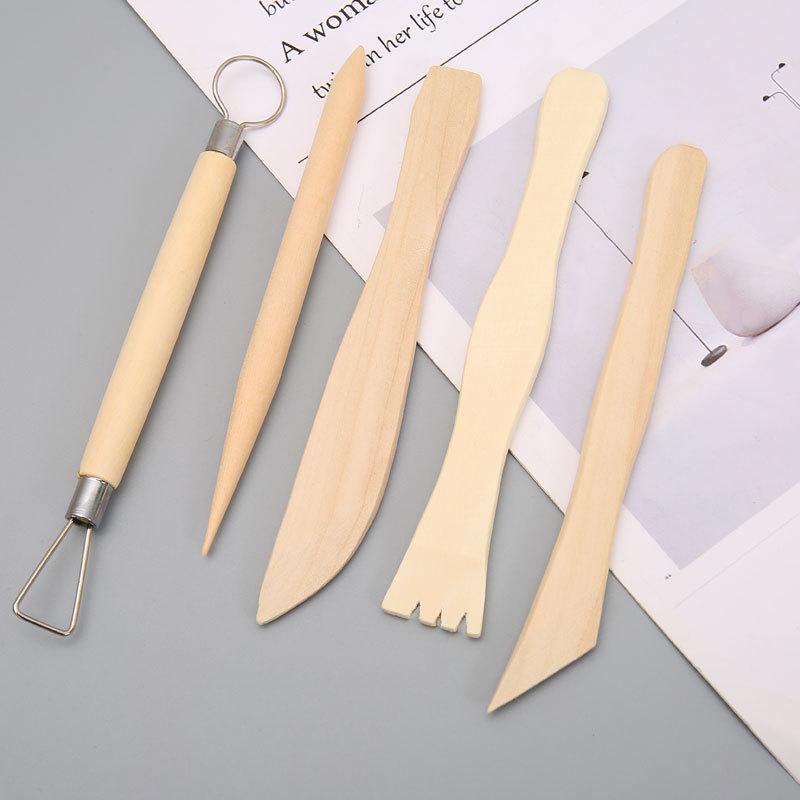 Ceramic Pottery Clay 5-Piece Sculpting Tool Set for DIY Art Projects.