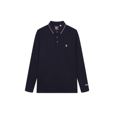 Strick Langarm Poloshirt mit Letter Logo Druck Herren Oberteile Legendär-Blau F11M331202ANV