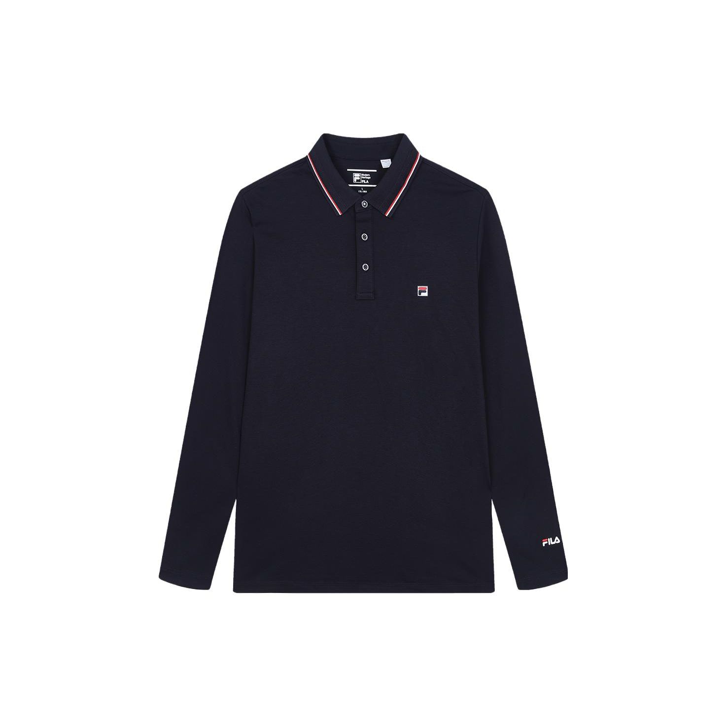 

FILA Letter Logo Printed Knit Long Sleeve Polo Shirt Men tops Legendary-Blue F11M331202ANV M