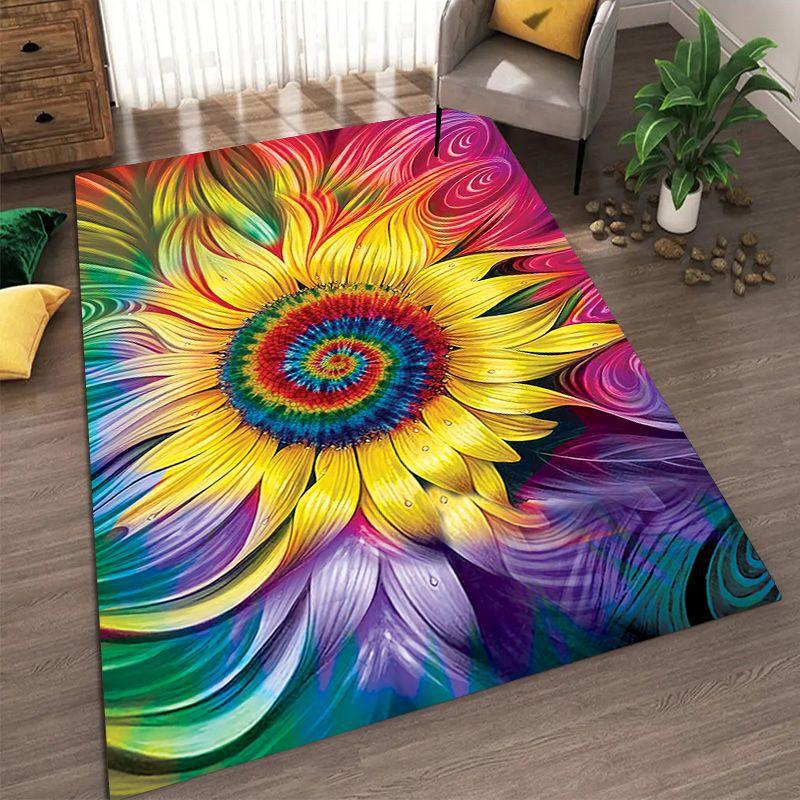 Sunflower Pattern Living Room Carpet Dirt Resistant and Easy To Maintain Foot Mat Bedroom Large-sized Floor Mat