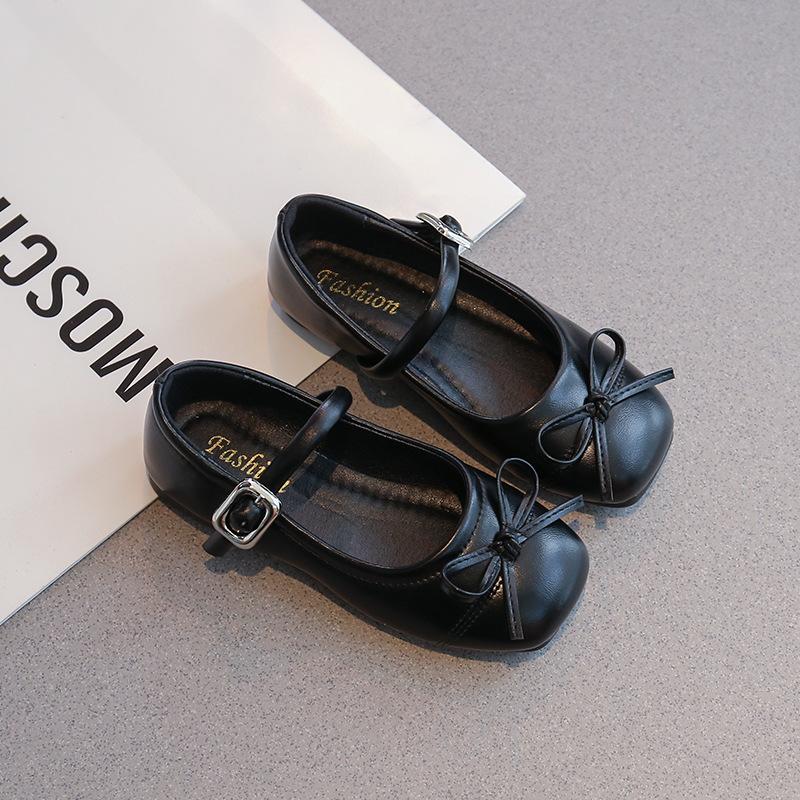 Kids Black Bow Mary Jane Shoes Buckle Strap Soft Sole Casual Shoes 26 чёрный