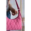 Pinke Damen Baguette-Tasche mit Steppmuster