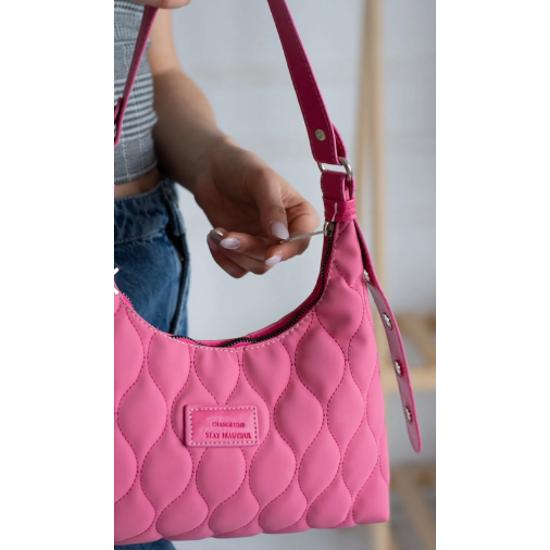 Pinke Damen Baguette-Tasche mit Steppmuster