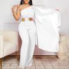 Trousers Women's Spring and Summer New Fashion Temperament Diagonal Neck Splicing Pleated OL High-waisted Jumpsuit