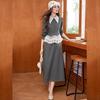 Bailuyu Women's Lace Trim Color-Block Sweatshirt & Long Skirt Two-Piece Set