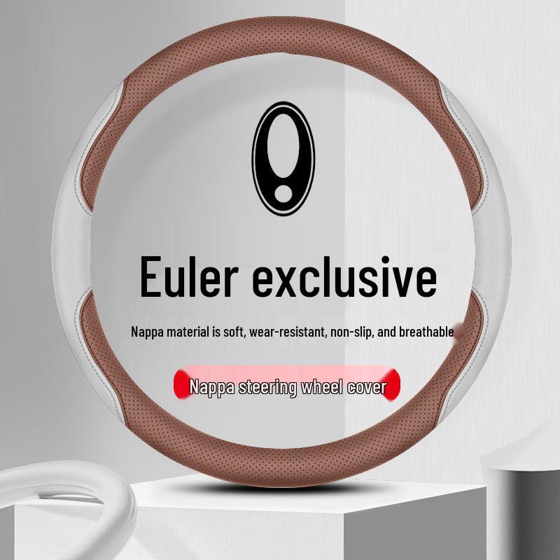 

ORA Good Cat Series Genuine Leather Steering Wheel Cover - Universal Anti-Slip Grip 38 cm білий/рожевий