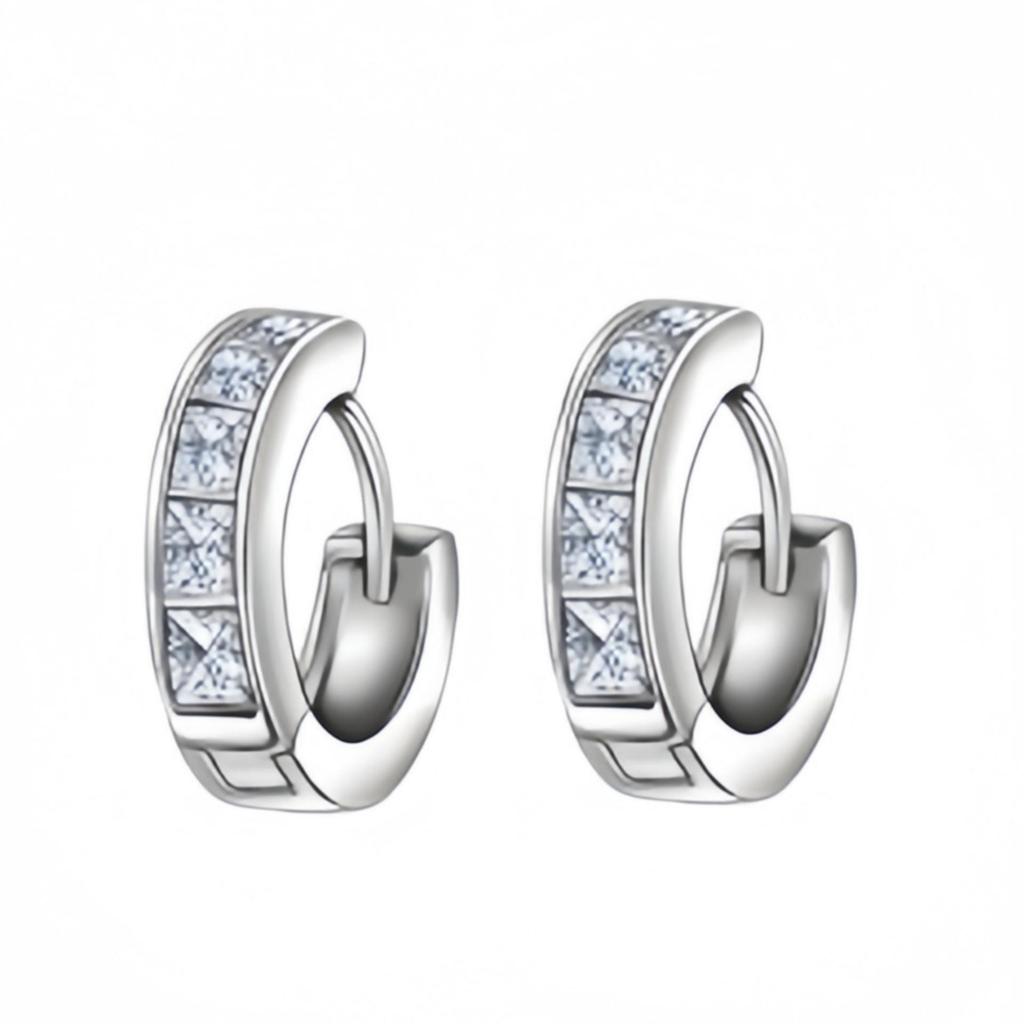 Trendy Minimalist Swiss Zircon Square Stud Ear Cuffs