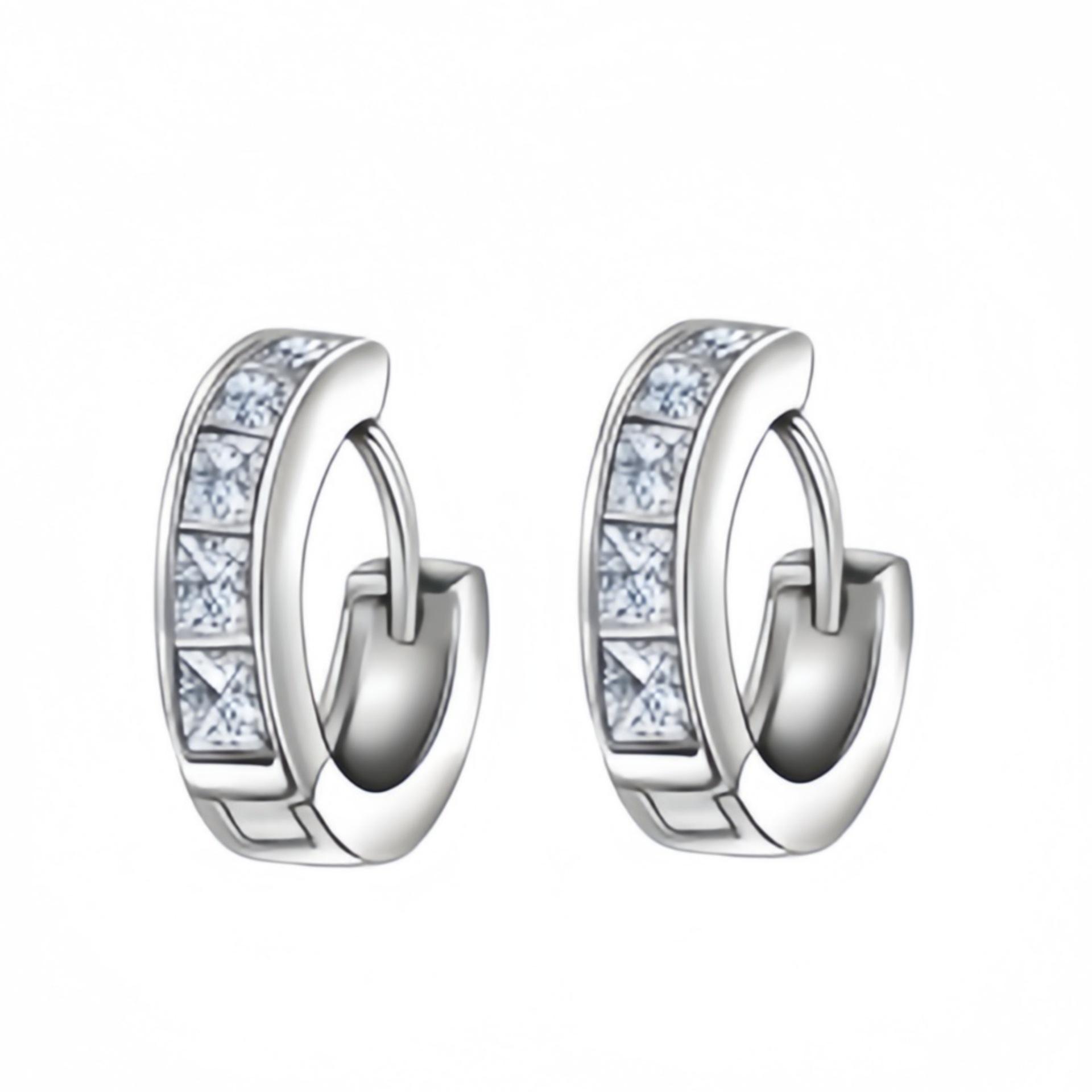 

Trendy Minimalist Swiss Zircon Square Stud Ear Cuffs