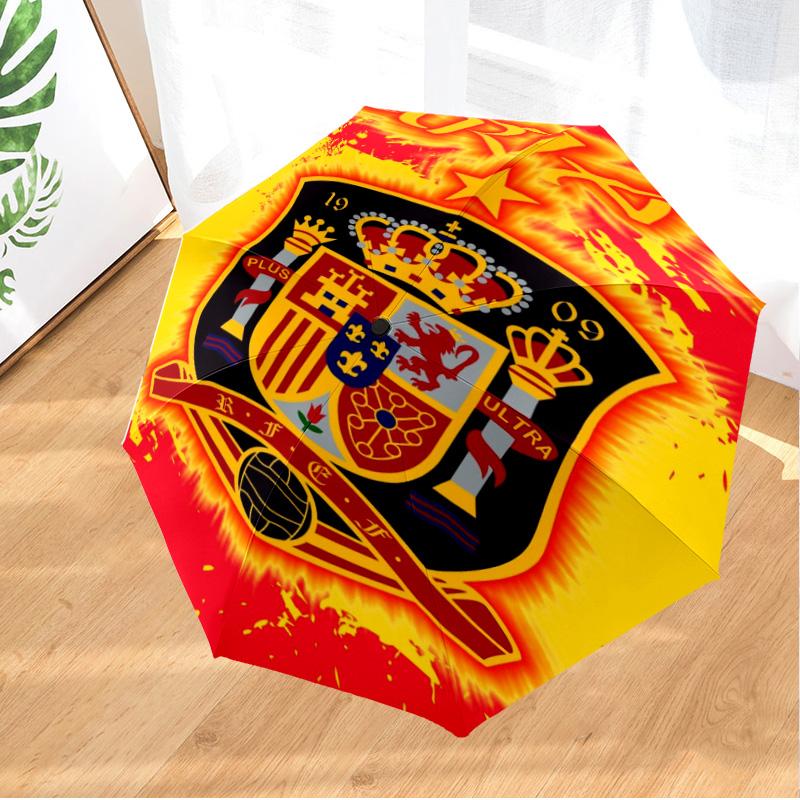 Spain Football Crest Umbrella Folding umbrella, automatic umbrella 8-Frame for Travel, camping Use Gift for Halloween Christmas