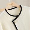 Women's Color Block Round Neck Knit Cardigan