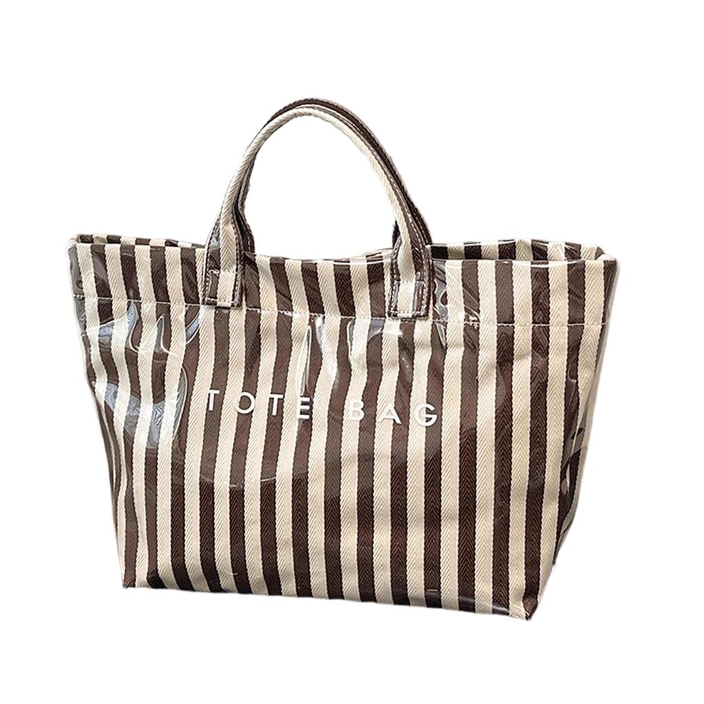Gestreifte Damen-Tragetasche mit aufgedruckten Buchstaben, große Kapazität