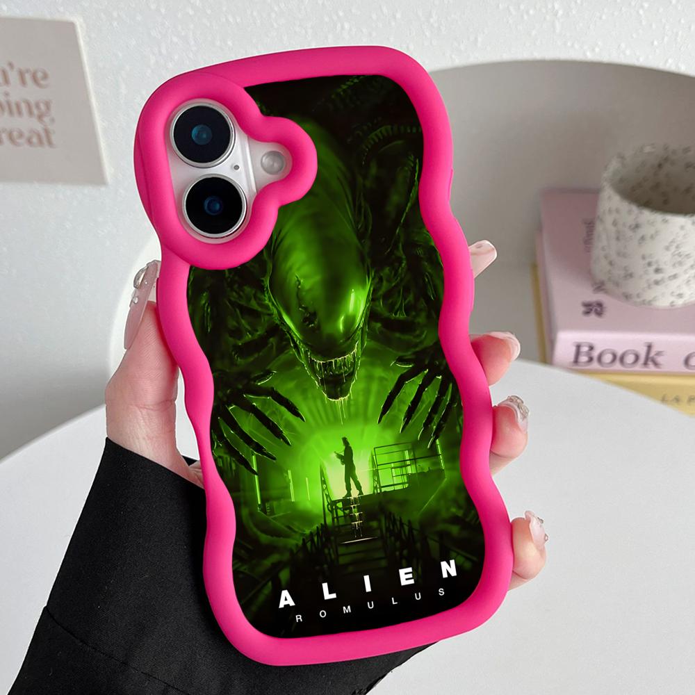 Alien Romulus Mobile Cell Phone Case for iPhone 17 16 15 14 13 12 11 Air Pro Max Plus Wavy Edge TPU Colorful Cover Cover