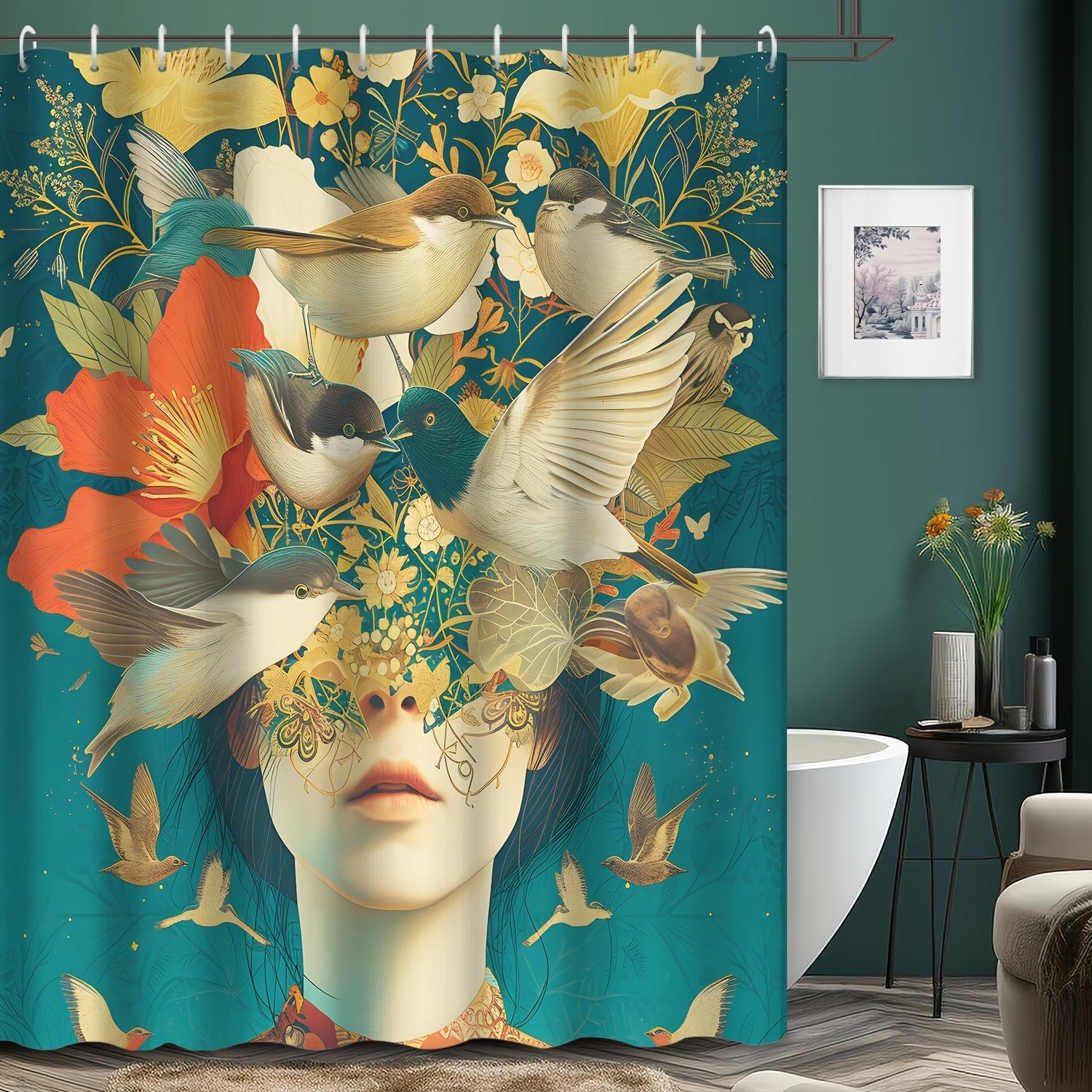 Enchanted Floral Harmony Wall Tapestry for Elegant Home Decor, Featuring a Stunning Illustration of a Woman s Face Merging W90XH180cm