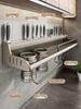 Wall-Mounted Multifunctional Kitchen Storage Rack for Seasoning, Utensils & Knives - No-Drill Hanger