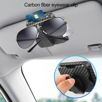 Car Glasses Holder Clip Carbon Fiber Universal SUV Truck Auto Sun Visor Mount Multi-functional Ticket Card Sunglass Eyeglass Hanger Car Supplies