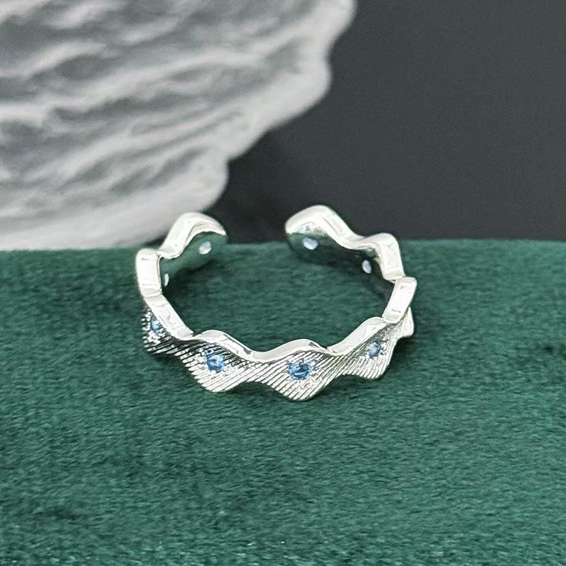 Simple Lace Hollow Open Ring Women'S Light Luxury Micro-Inlaid Zircon Temperament Sweet Jewelry
