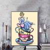 Disney Diamond Painting Cinderella Teacup Stacking Creative Illustration Cartoon Diamond Painting Full Diamond Cross-Stitch DIY Gift Home Decoration