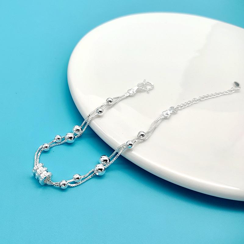 

Посеребренный браслет из бусин для женщин - Простой стиль мори, Новинка Thick Silver Plated