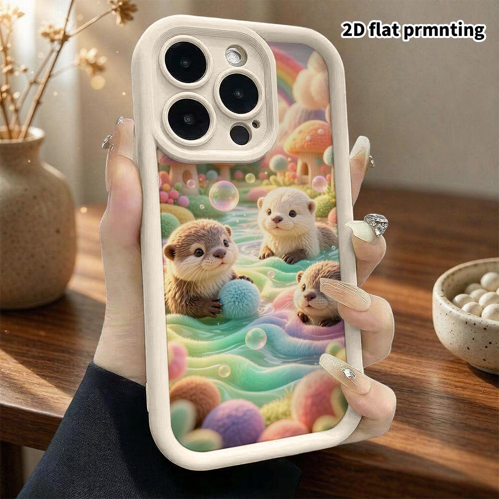 Phone Case: 2D flat, suitable for iPhone 18 17 16 15 14 13 12Pro protective case, castle cradle teddy bear, perfect Christmas and Halloween holiday gi