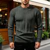 Men's Crewneck Ribbed Knit Sweater, Long Sleeve Pullover with Vertical Texture for Fall and Winter