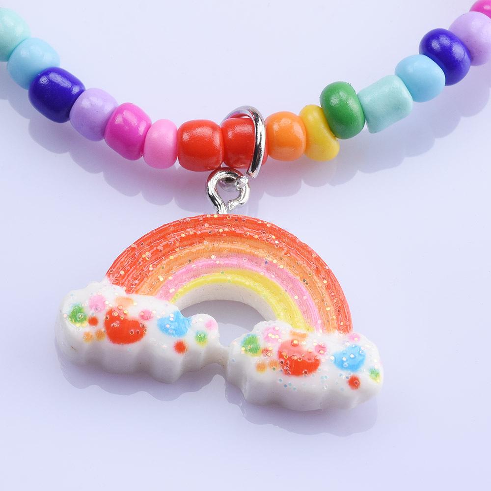 Travel Vacation Party Necklace Baroque Handmade Rice Beads Bohemian Rainbow Pendant Neck Chain Female