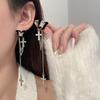 Sweet Cool Black Earrings Cross Butterfly Tassel Geometric Earrings Women'S Light Luxury Niche Temperament Stud Earrings