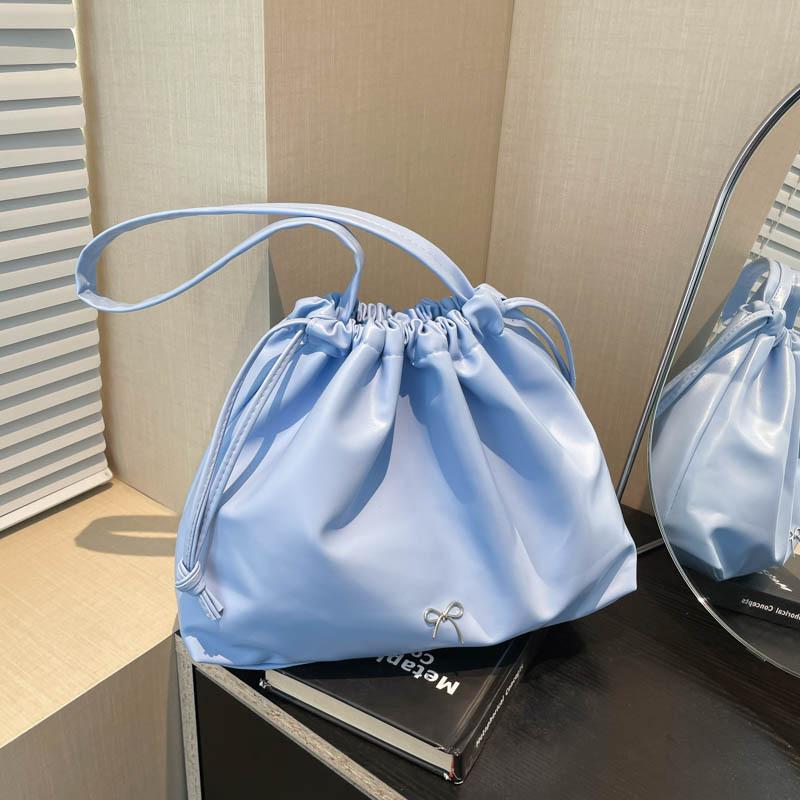 Geantă Găleată Plisată cu Șnur Femei la Modă Capacitate Mare Casual de Umăr Versatilă Geantă Tote Femei