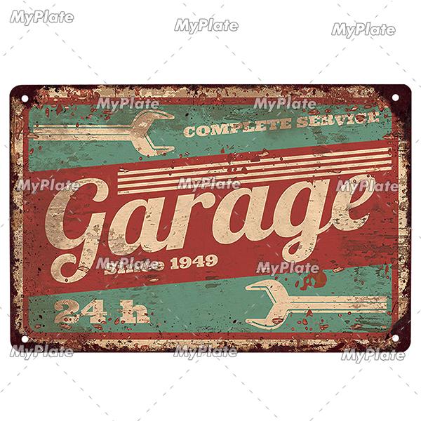 Garage Metallskylt Metallaffisch Plåtskylt Plack Metall Vintage Väggdekor för Bar Pub Motorcykelklubb Man Cave Tool Regler Affisch