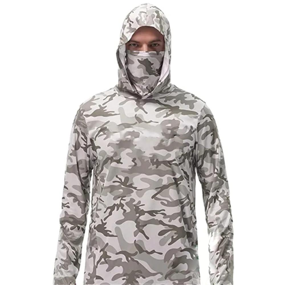 Sommer Angler Hoodies Herren Jersey Camouflage Langarm Anglerhemd Schnelltrocknend UV-Schutz