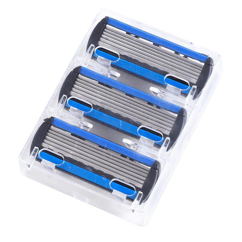 6-Layer Stainless Steel Manual Razor with Blade Head for Beard & Mustache