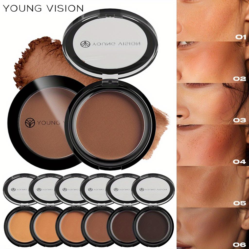 YOUNG VISION Matte Bronzer 5-in-1 Makeup Palette, Contour Powder Long-Lasting Oil Control, 6 Shades Waterproof & Sweat-Proof