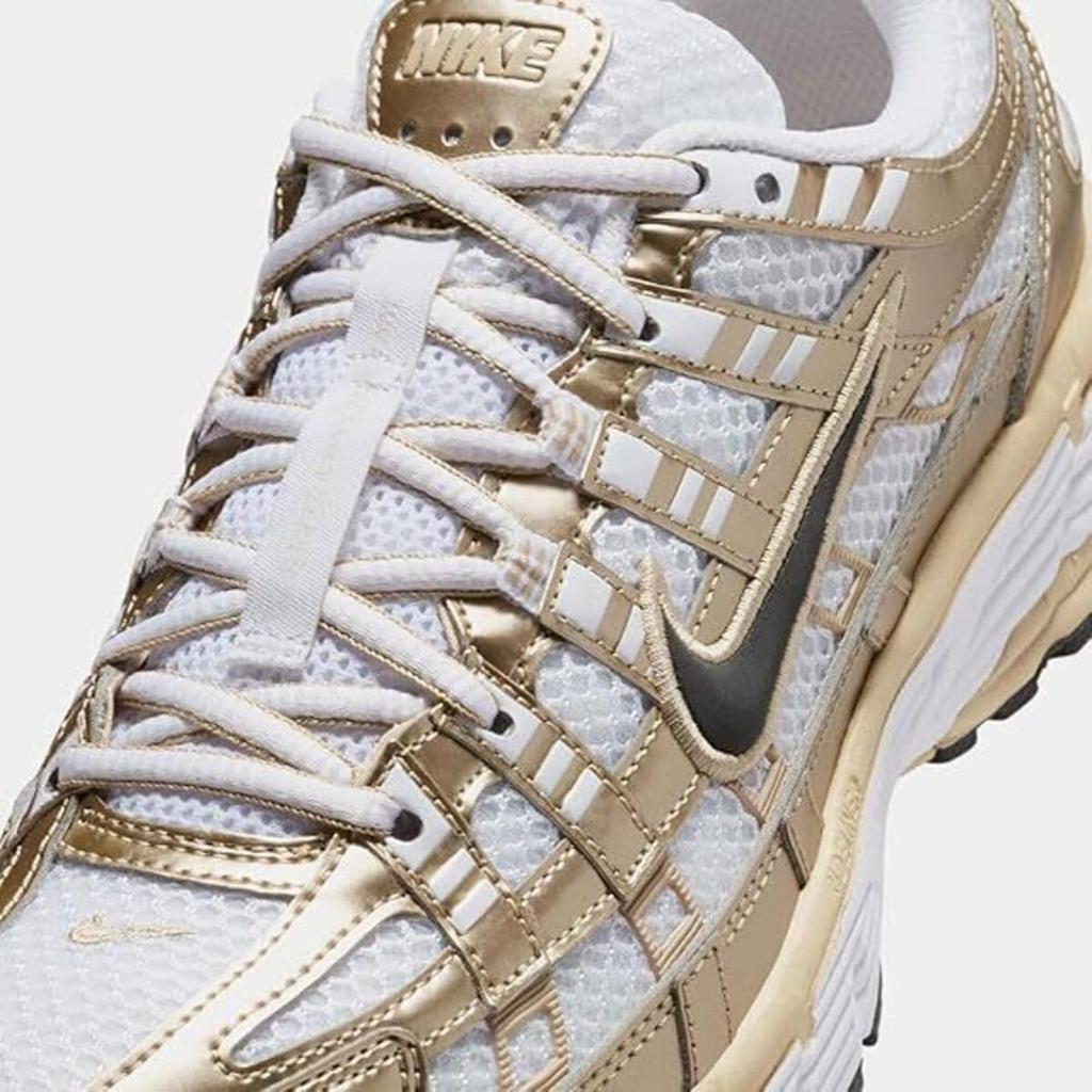 Nike Lifestyle Shoes W P-6000 GLD Tech Mesh Low-Top Unisex White/Gold/Black 27.5 Cm