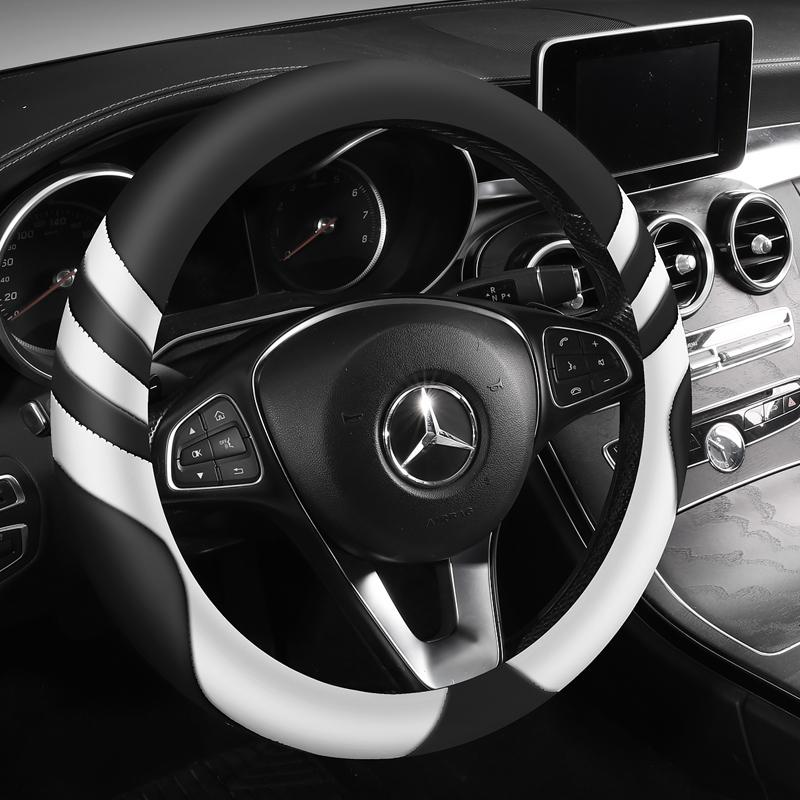 Car Steering Wheel Cover Universal  Durable Leather Cover with Anti-Slip Lining, for Steering Wheel with a Diameter of 14.5"-15"
