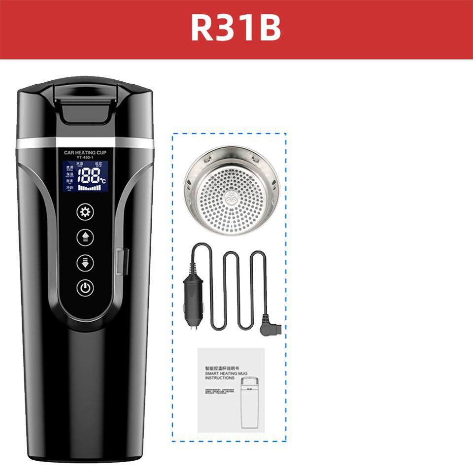 Electric kettle 12v/24v smart car heating cup touch screen thermos cup 450 ml car heating cup adjustable temperature