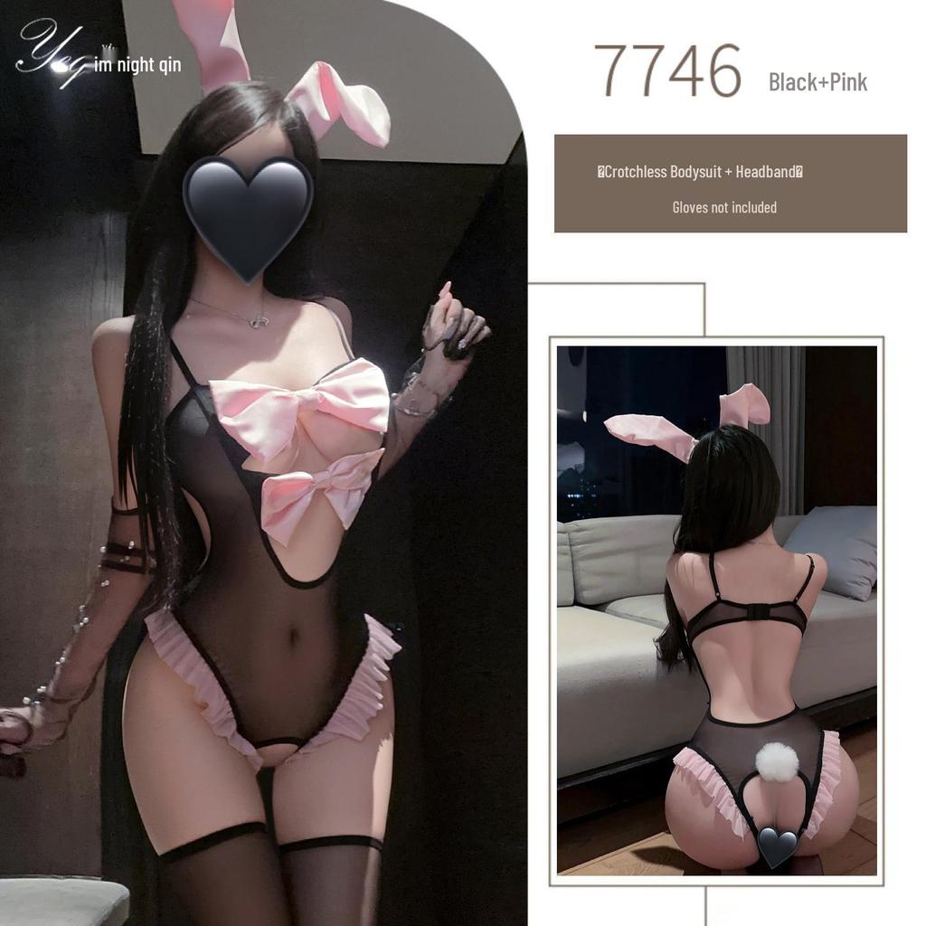 Flirty Backless Crotchless Bunny Bodysuit for Role Play