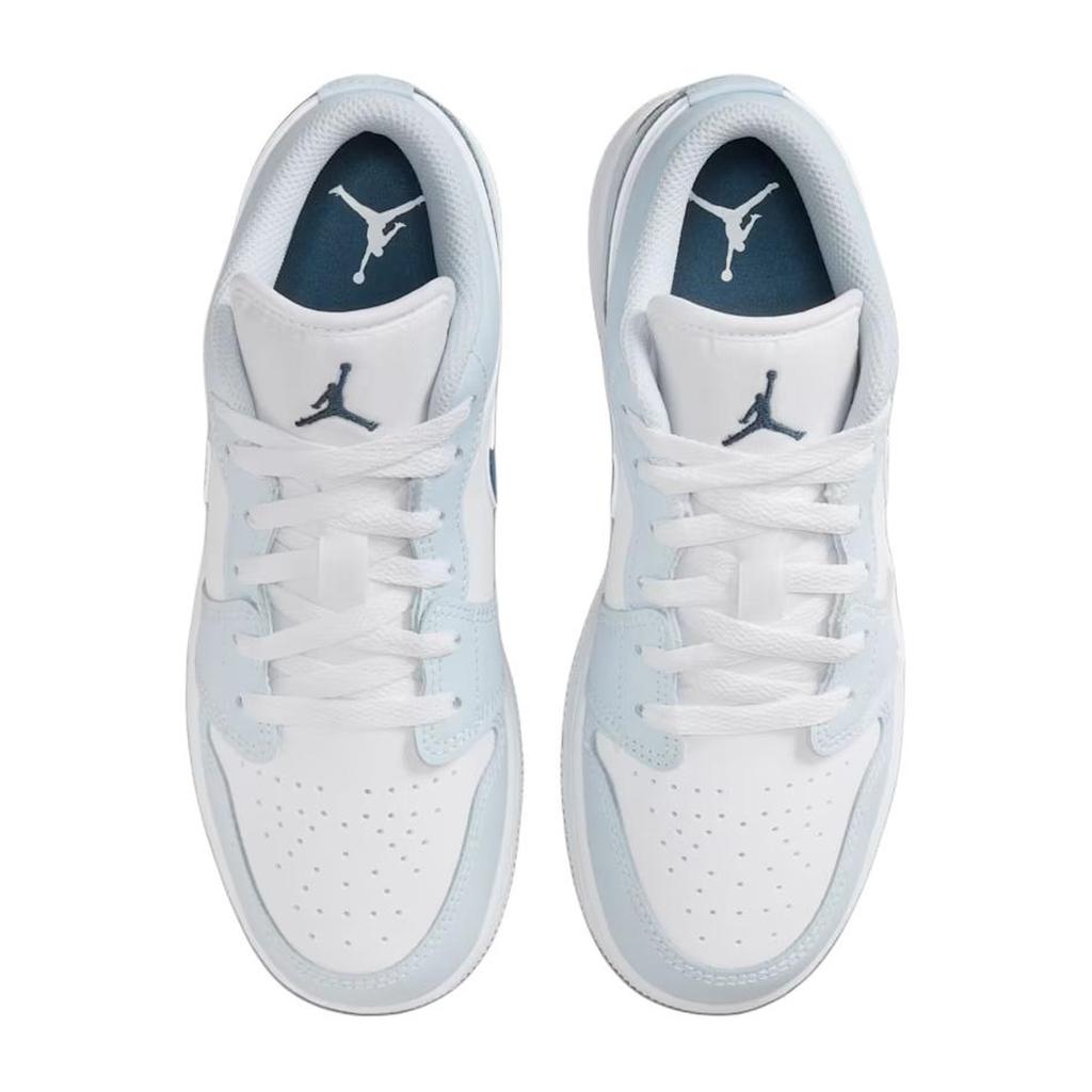 Jordan Air 1 Comfortabele Pasvorm Lage Top Kinder Basketbalschoenen Kinder sneaker Wit Blauw 553560-104
