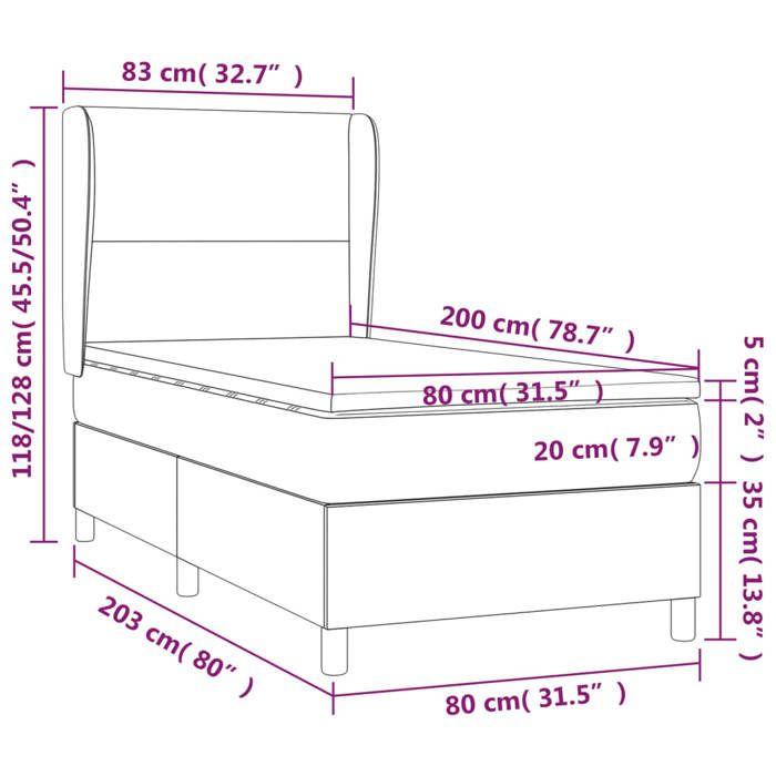 VidaXL Lit à sommier tapissier avec matelas Bleu 80x200 cm Tissu - Modèle 3127763