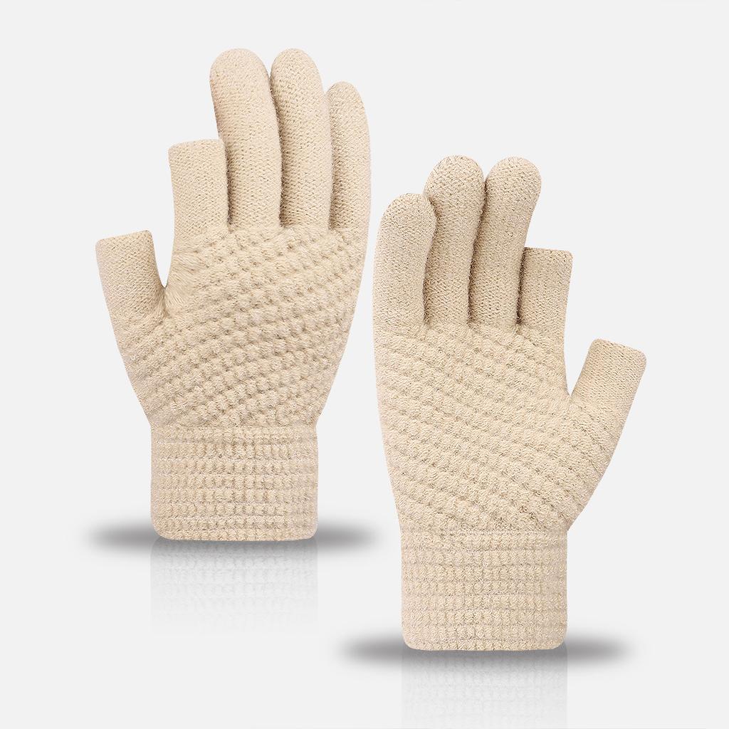 iwarm love warm dew two-finger office writing gloves men and women winter two half-finger knitted imitation cashmere student gloves