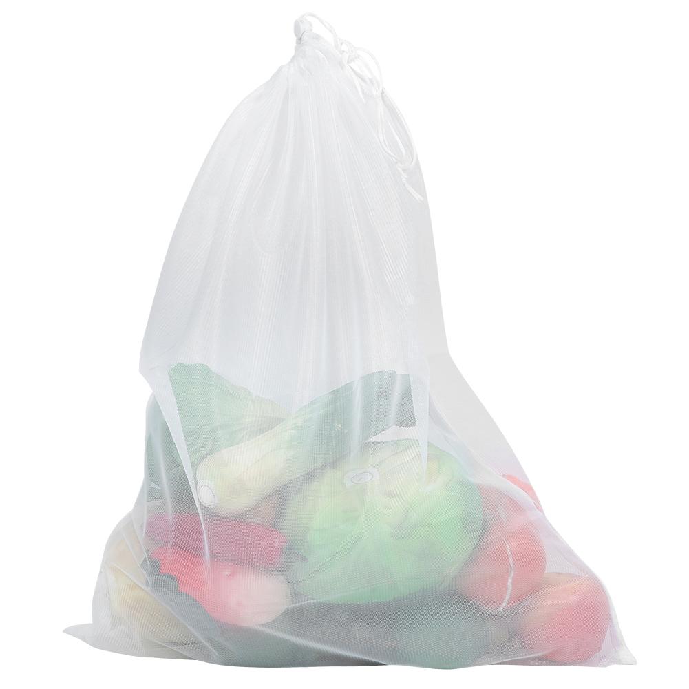 2pcs Reusable Fruit Vegetable Mesh Storage Drawstring Shopping Filter Bag Holder