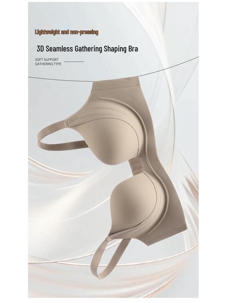 Glossy Seamless Push-Up Bra for Women - Versatile, Cross-Back, Anti-Sagging, Uplift Design for Small Chest