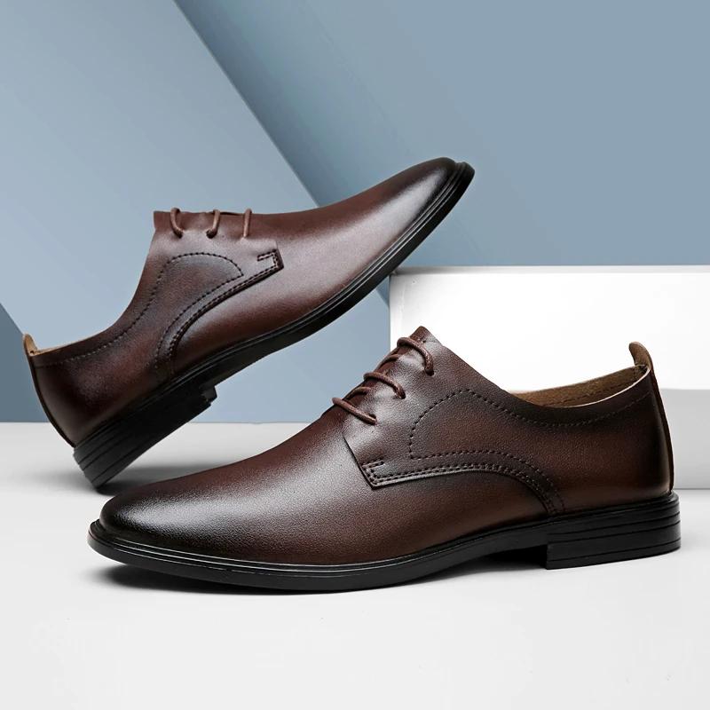 Fashion Elegantes Casual Shoes British Leather Mens Oxford Shoes Sneakers Classic Male Formal Dress Footwear New Trendy Business Shoes