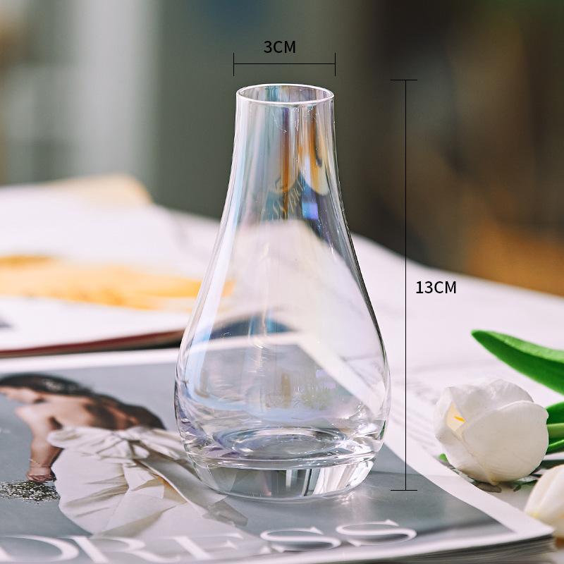 Mini Ins Style Glass Bud Vase, Small Clear Hydroponic Flower Vase, Tabletop Floral Decor for Home Dining Hotel Wedding