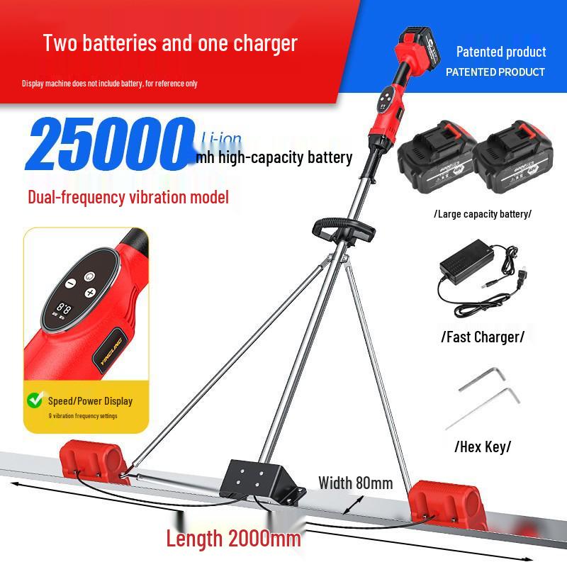 Stainless Steel Electric Concrete Trowel with Large Lithium Battery and Vibrating Leveling Ruler