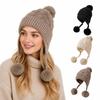 Warm Lining Pullover Cap Pom Pom Ball Woolen Hat New Beanie Hat  Women