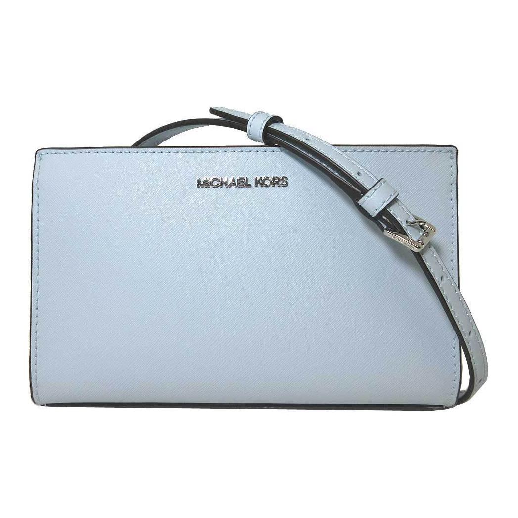 Michael Kors MK Sheila Solid Silver Hardware Canvas Crossbody Bag Small Women bags Blue 35S3S6HC5L-VISTA-BLUE Basic Set (Bag+Dust Bag)